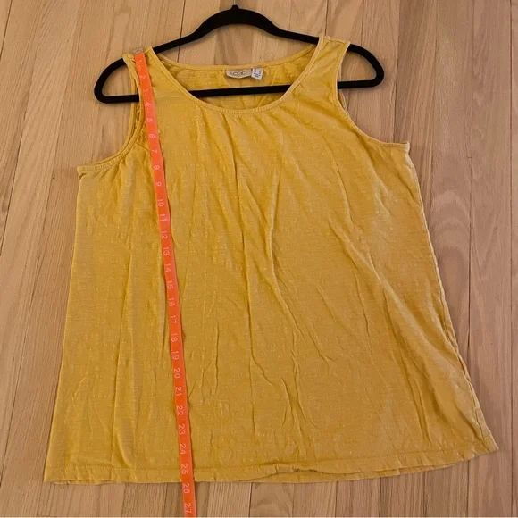 Logo by Lori Goldstein mustard, yellow 100% cotton burnout, tank top size large - Picture 6 of 9